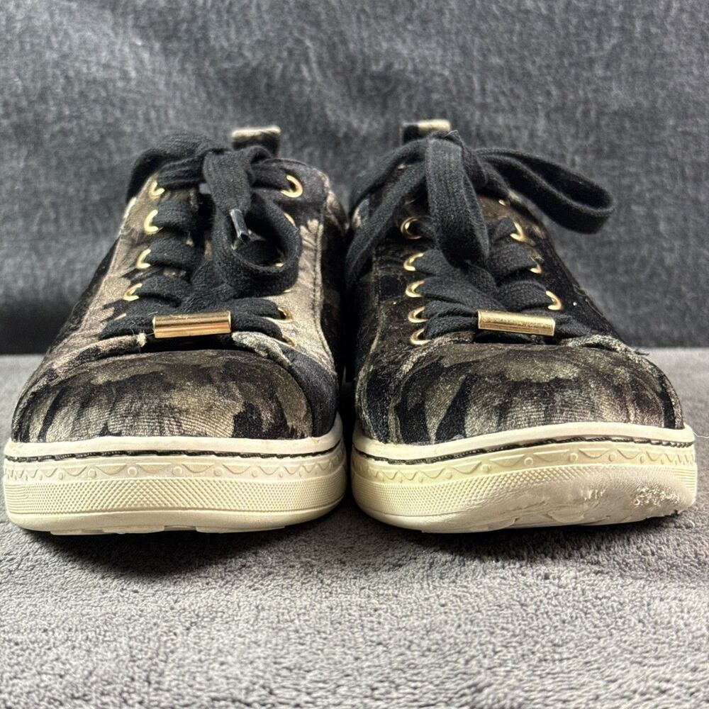 Earth Zag Floral Print Velvet Sneakers Womens Size 8 Black Gray Lace Up Comfort - Picture 13 of 13